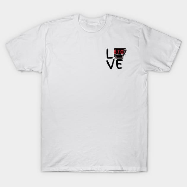 870 Love Small Corner Logo T-Shirt by 870 Cornhole Nation